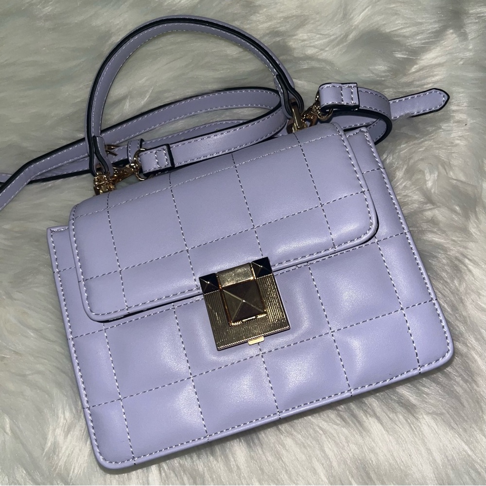 Aldo Lavender Quilted Crossbody Satchel with Gold Hardware - Picture 5 of 13